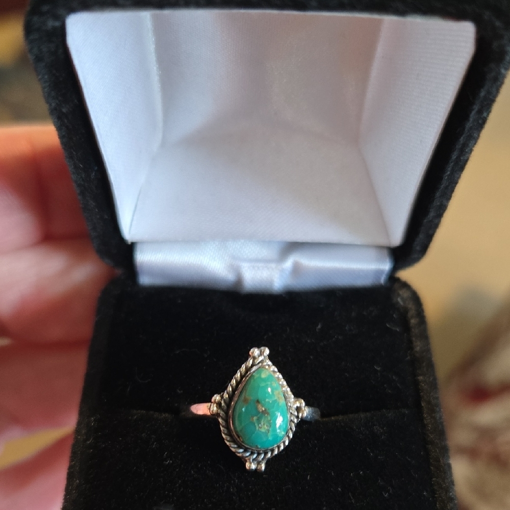 Teardrop Turquoise Silver Ring